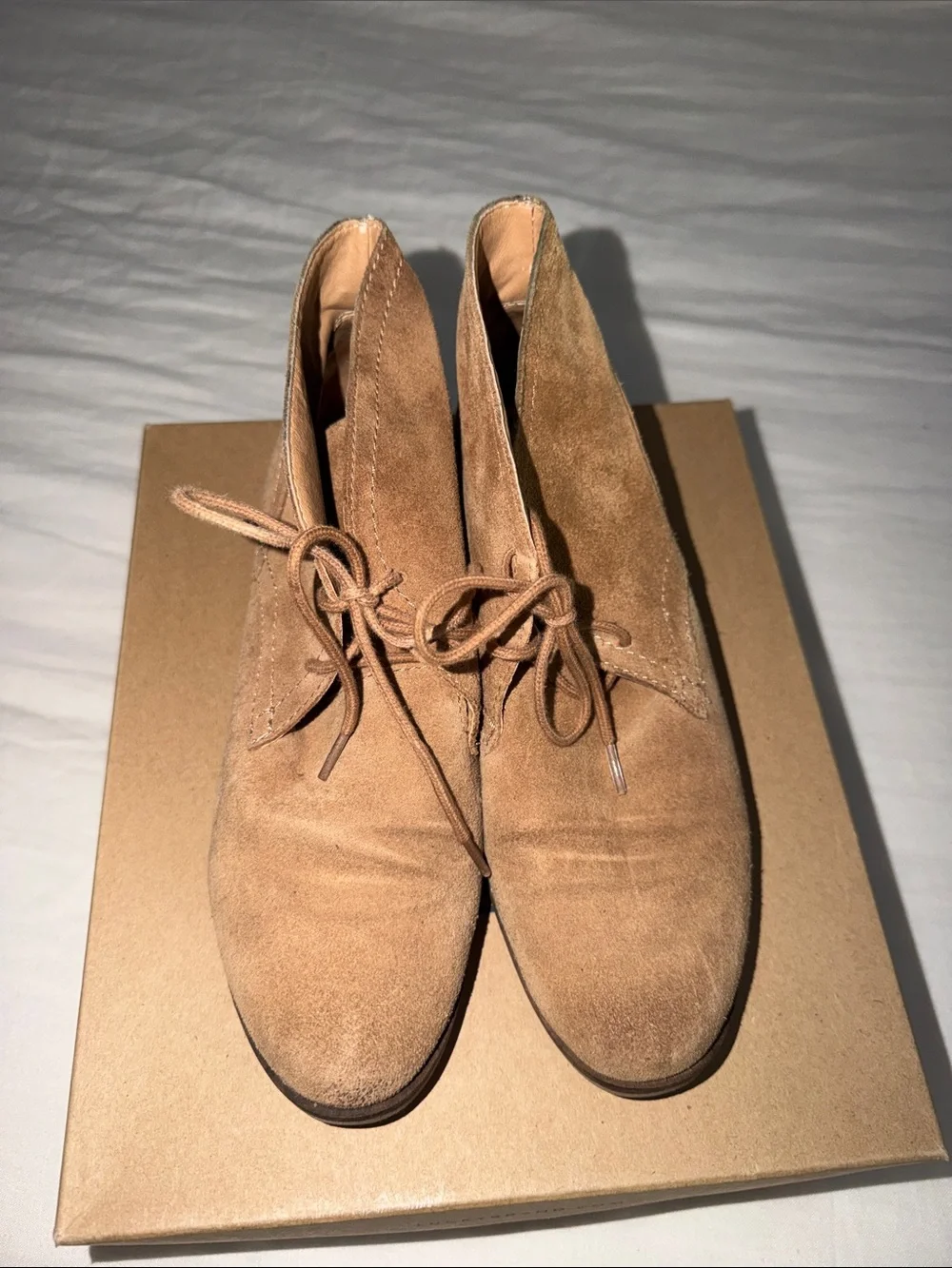 Lucky Brand Suede Lace-Up Ankle Boots in Tan